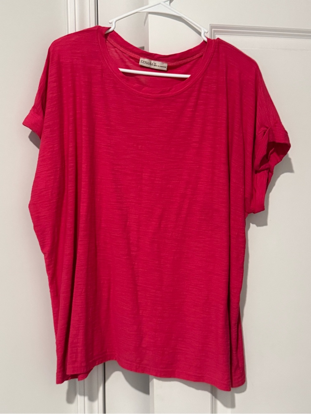 Zenana Outfitters Hot Pink Short Sleeve Crewneck Tee